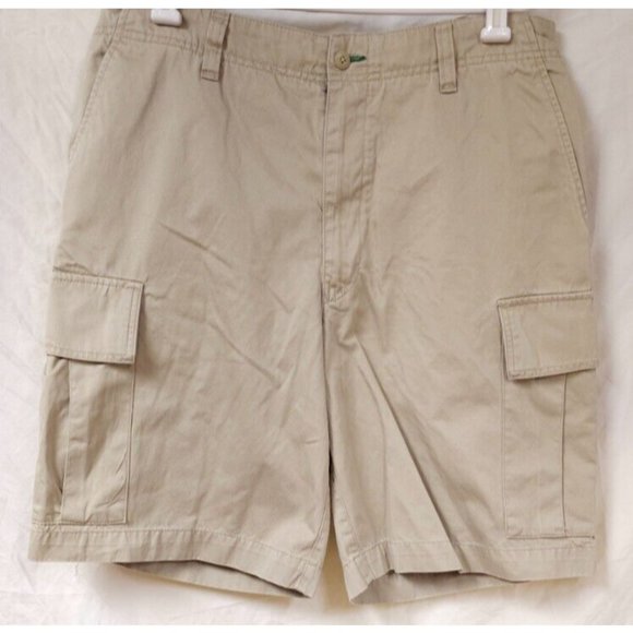 Tommy Hilfiger Mens 36 Beige Adjustable Waist Flat Front Cargo Shorts 10" Inseam - Picture 1 of 13